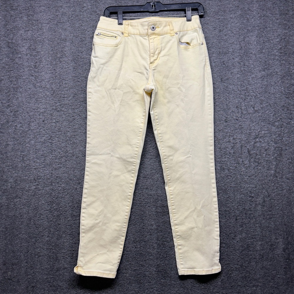 Chico's Platinum Denim Women's Yellow Casual Pants Zipper‎ Pocket Comfort Size 0